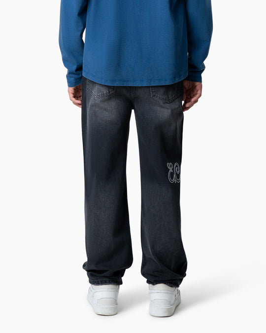 Embroidered Jeans | Washed Antracite