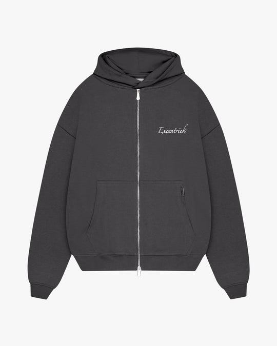 Essential Double Zipped Hoodie Fog Grey