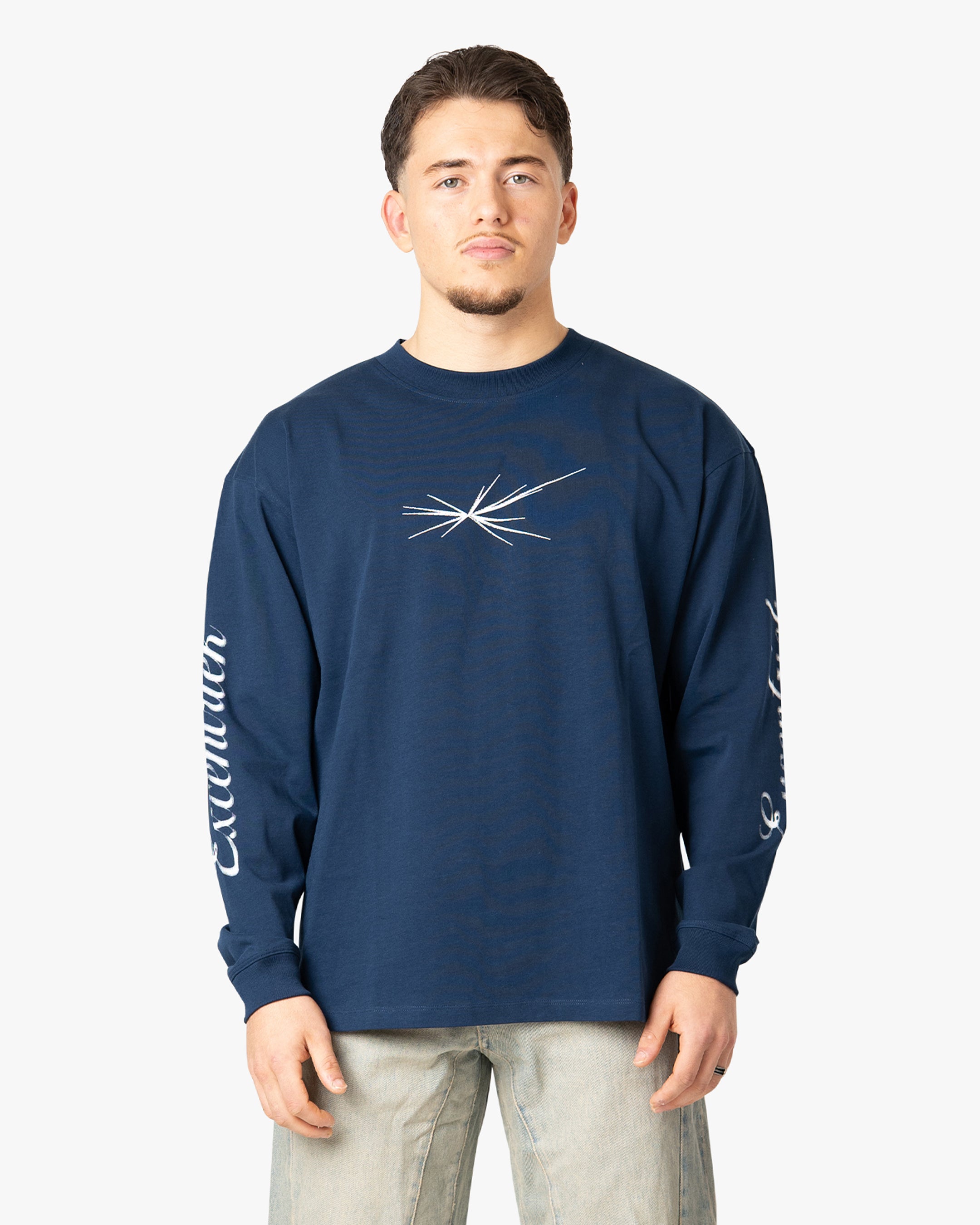 Logo Long Sleeve T-Shirt Deep Blue – Excentriek