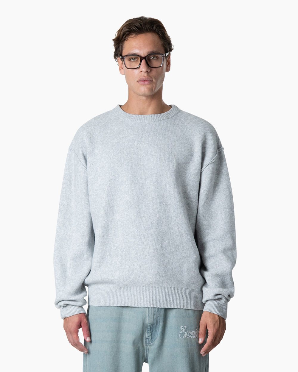 Exposed Knitted Sweater | Melange Grey