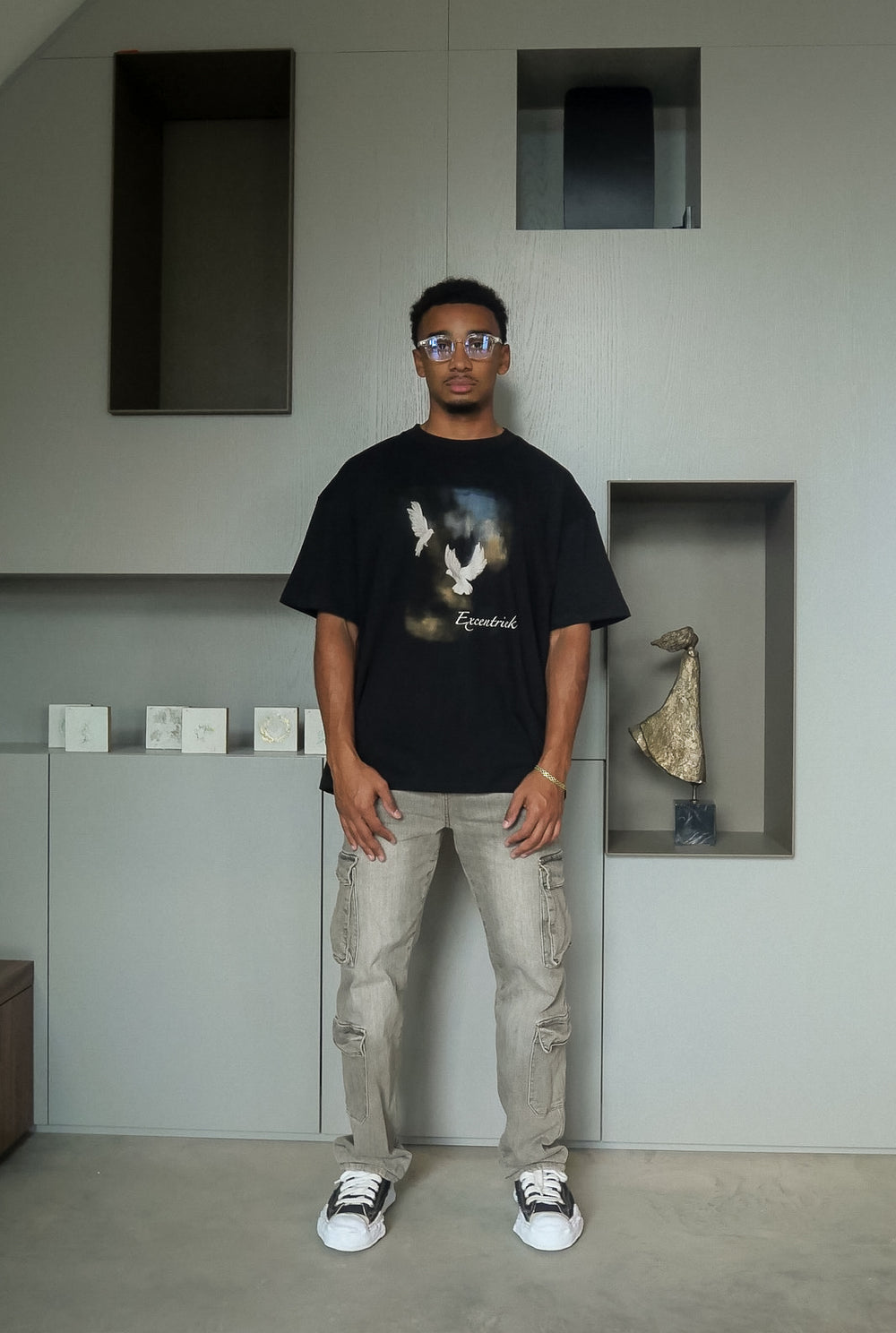 Oversized Pigeons T-shirt Deep Black