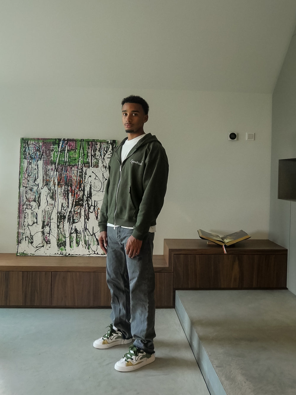 Essential Double Zipped Hoodie Forest Green