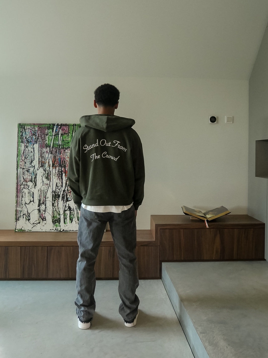 Essential Double Zipped Hoodie Forest Green