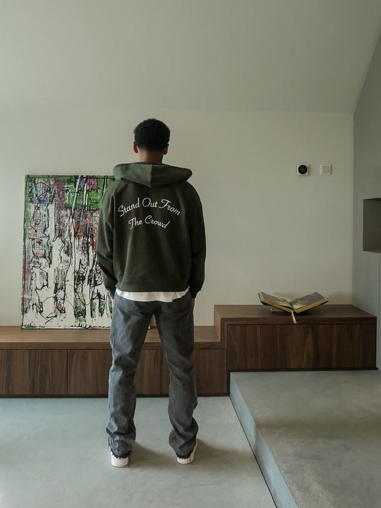 Essential Double Zipped Hoodie Forest Green