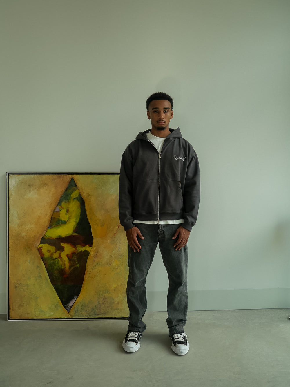 Essential Double Zipped Hoodie Fog Grey