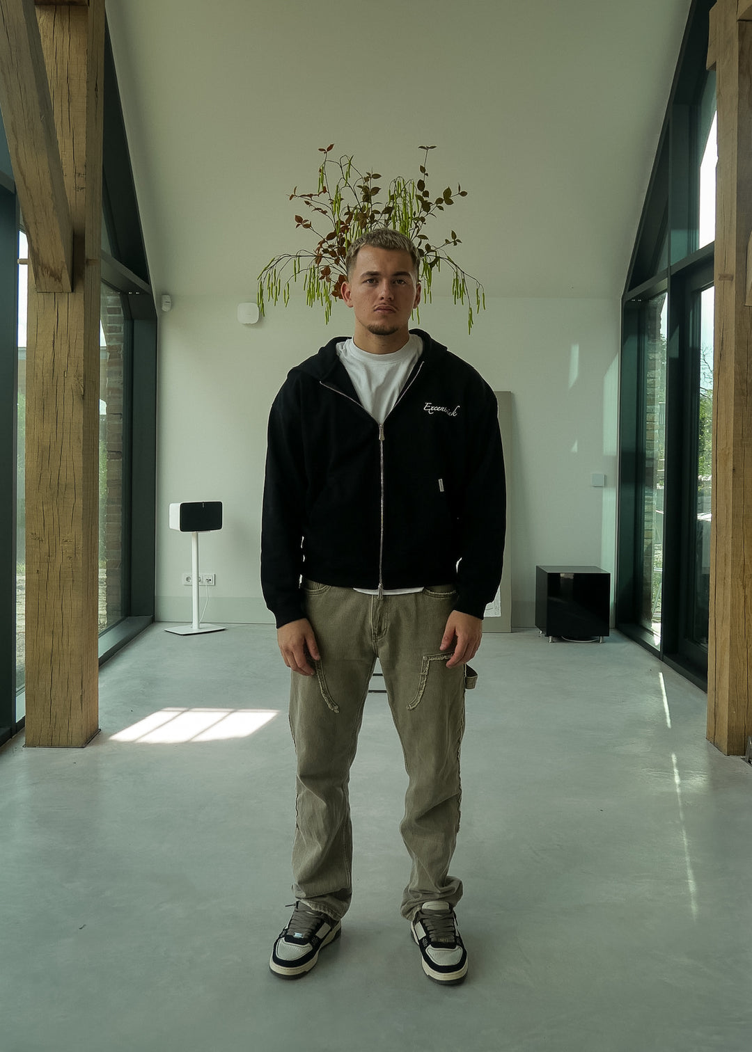 Essential Double Zipped Hoodie Deep Black