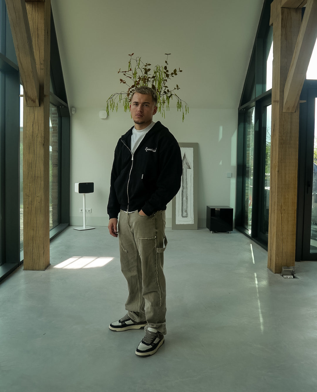 Essential Double Zipped Hoodie Deep Black