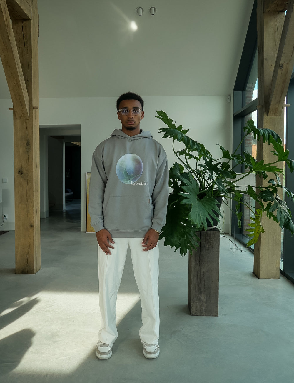 Pigeon-Moon Heavy Hoodie Smoke Grey