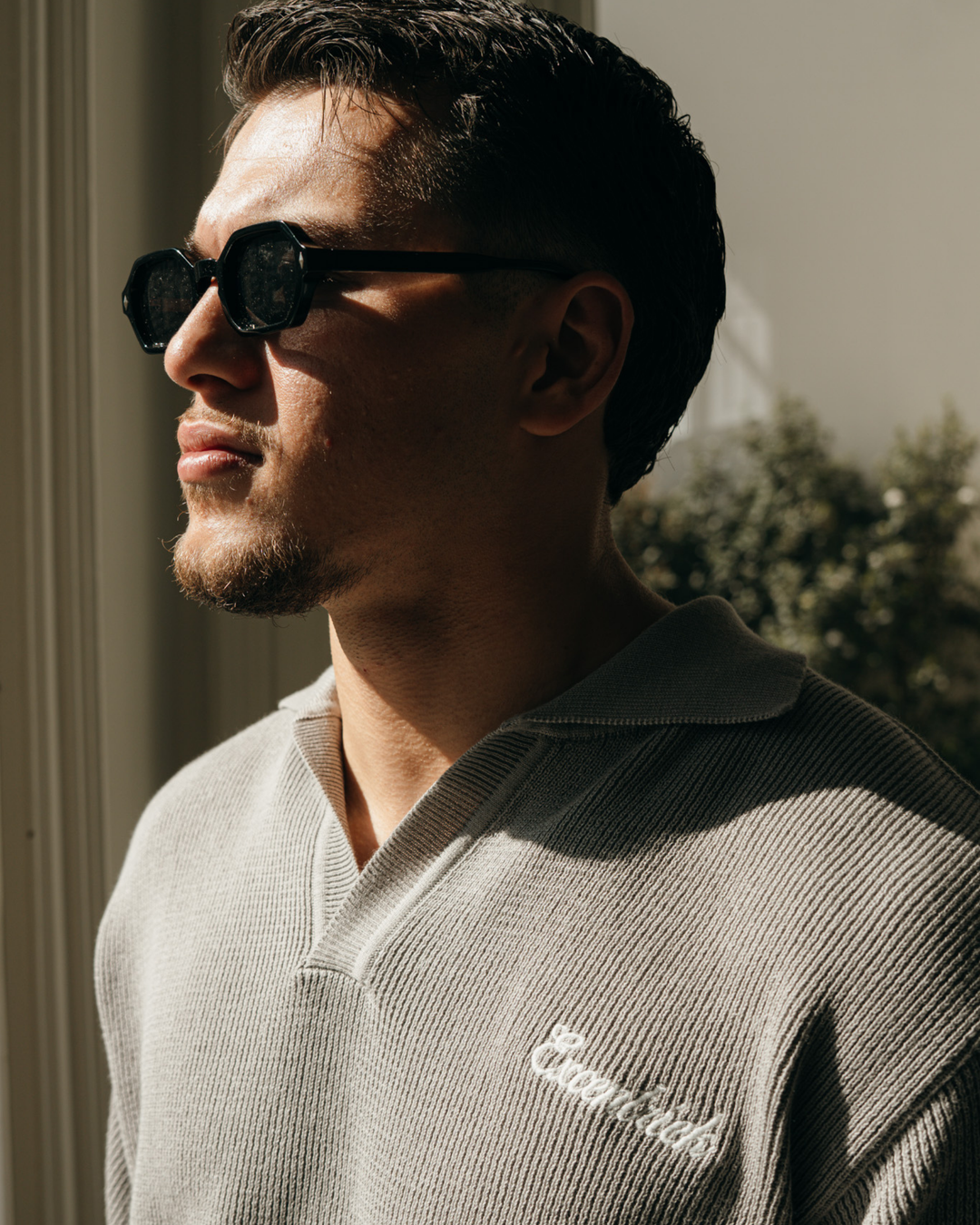 Initial Knitted Polo | Marble Grey