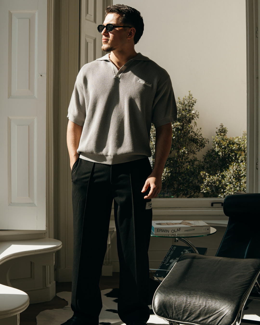 Initial Knitted Polo | Marble Grey