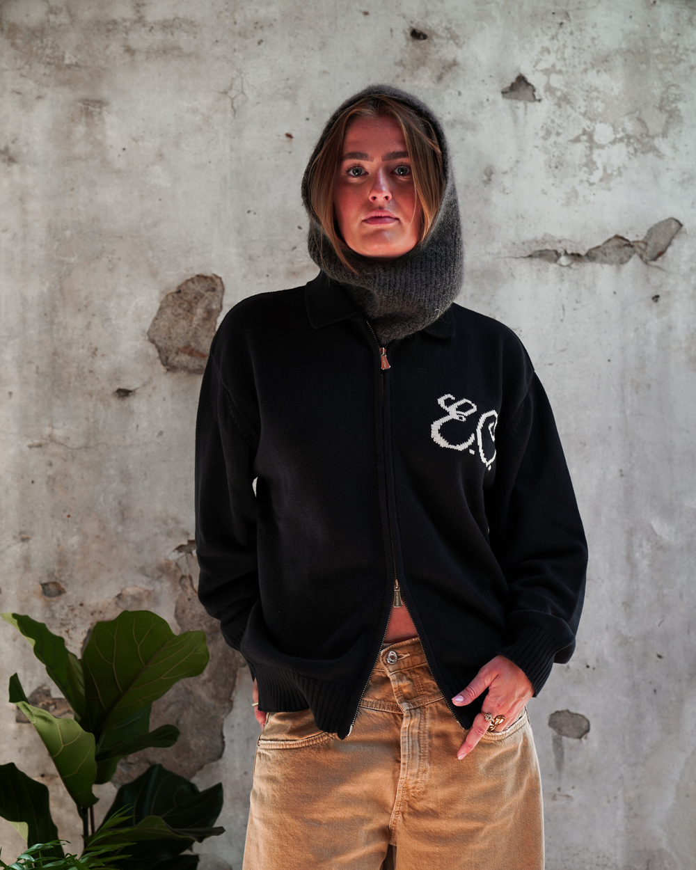 Zipped Cardigan Deep Blue