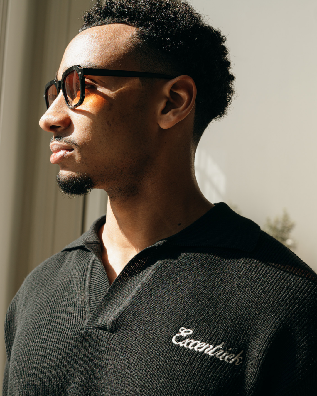 Initial Knitted Polo | Deep Black