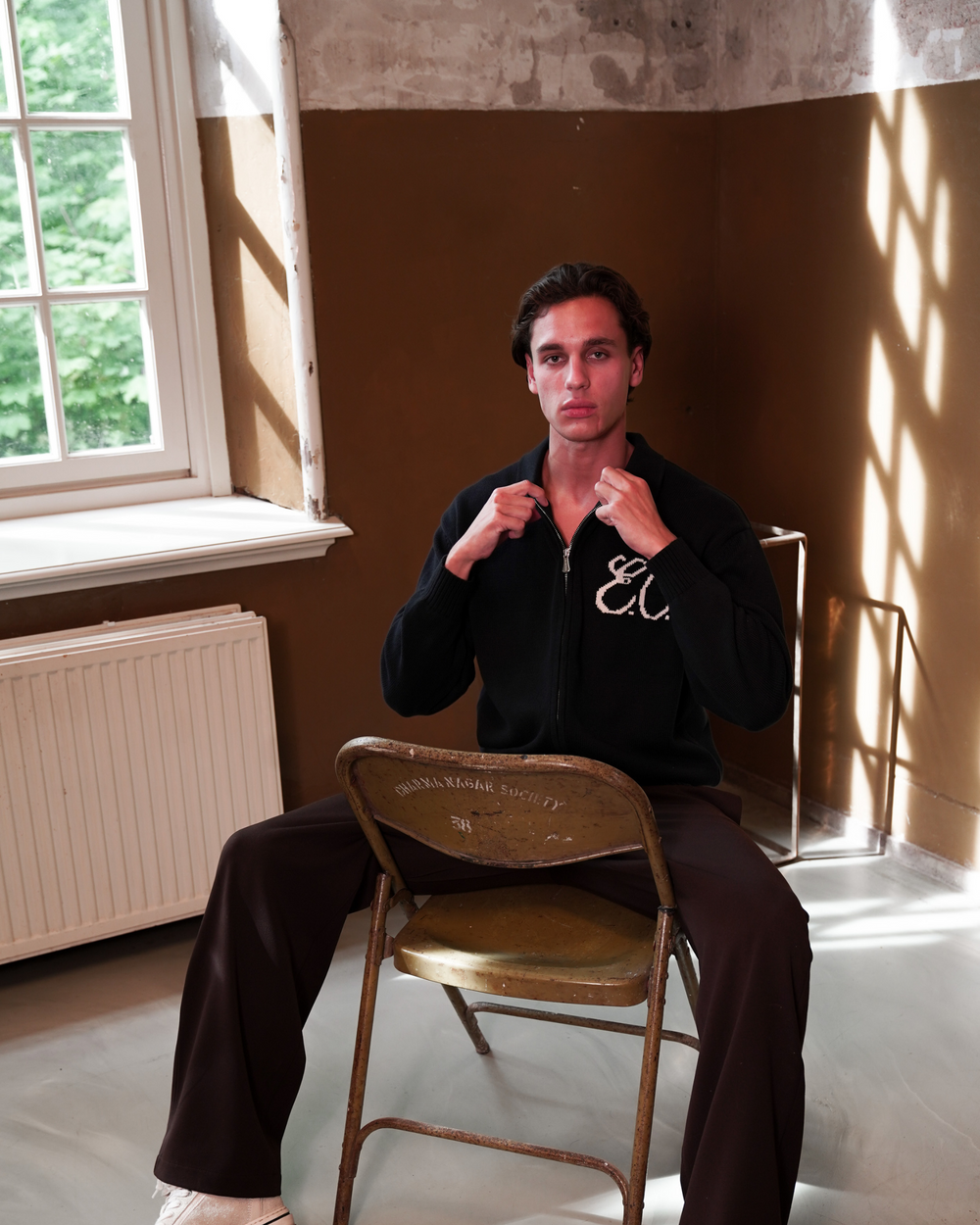 Zipped Cardigan Deep Blue