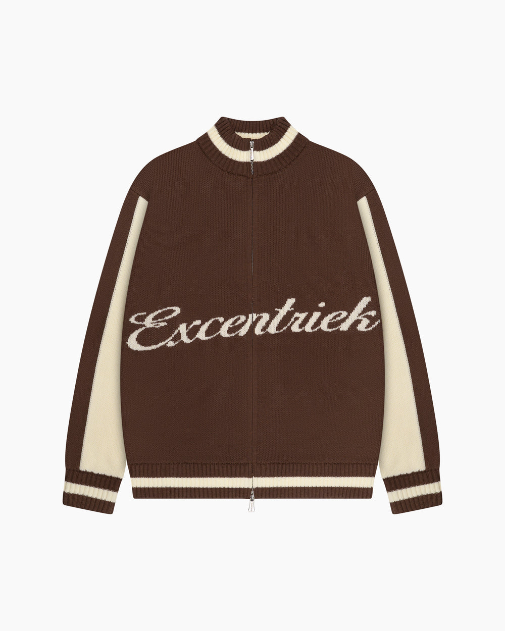 College Knitted Jacket | Cream/Brown