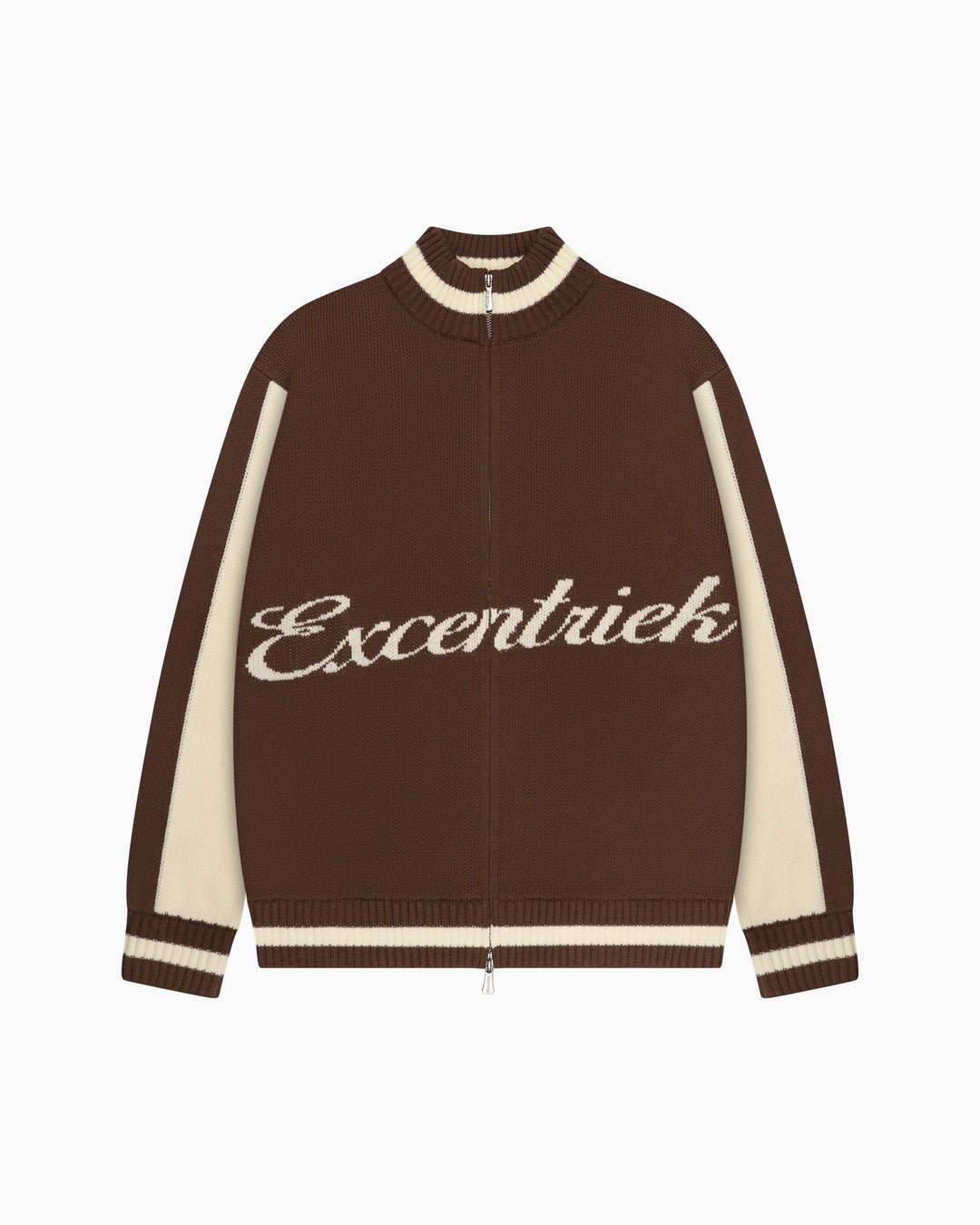 College Knitted Jacket | Cream/Brown