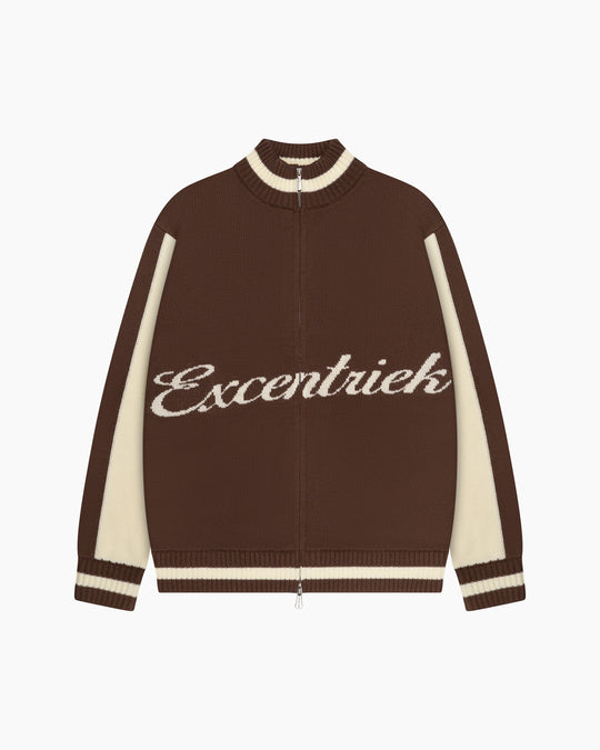 College Knitted Jacket | Cream/Brown