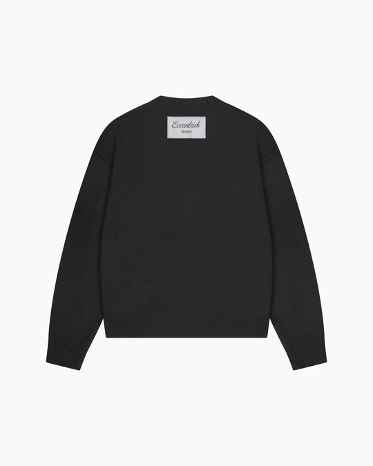 Exposed Knitted Sweater | Deep Black