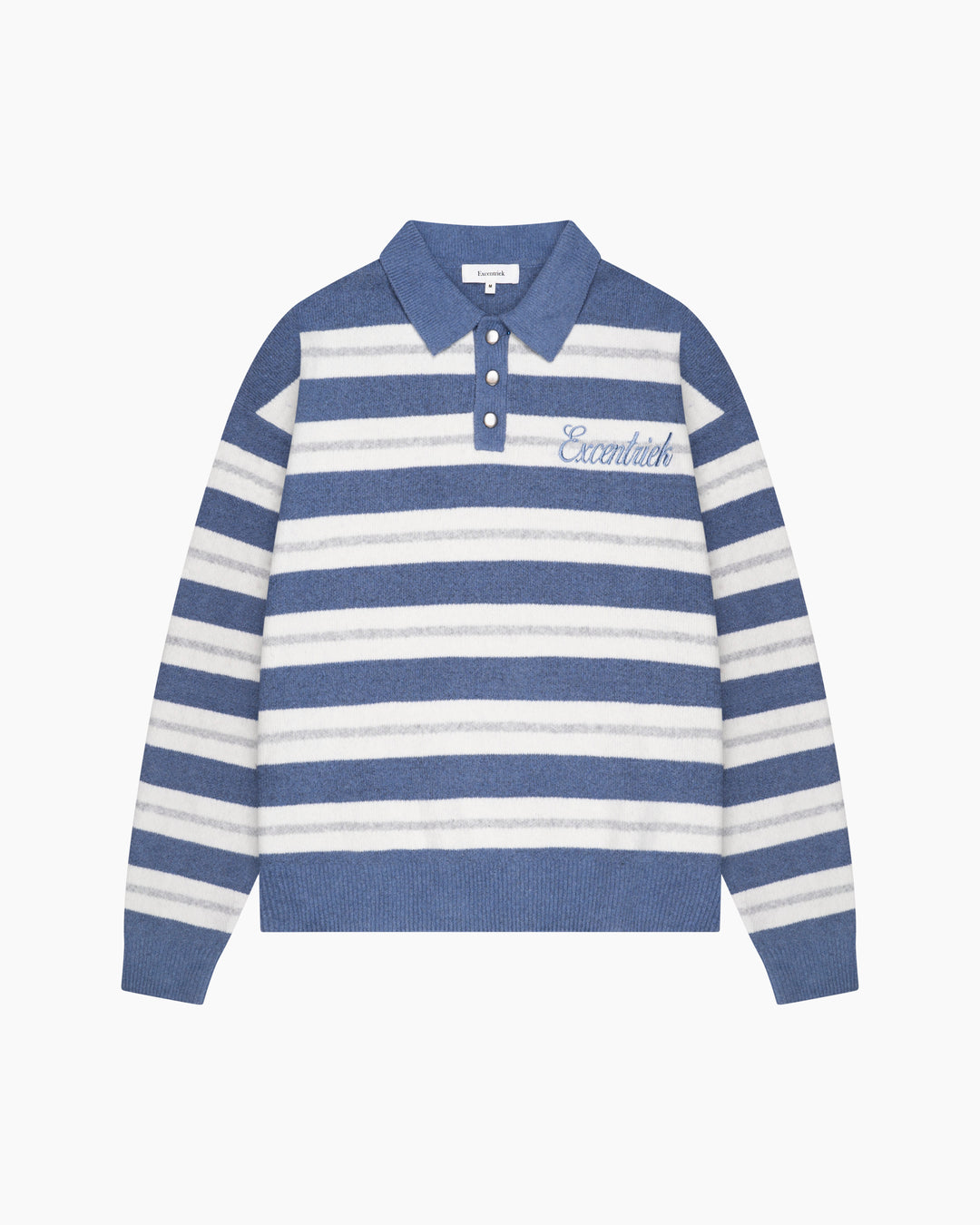 Striped Knitted Polo | Blue/White