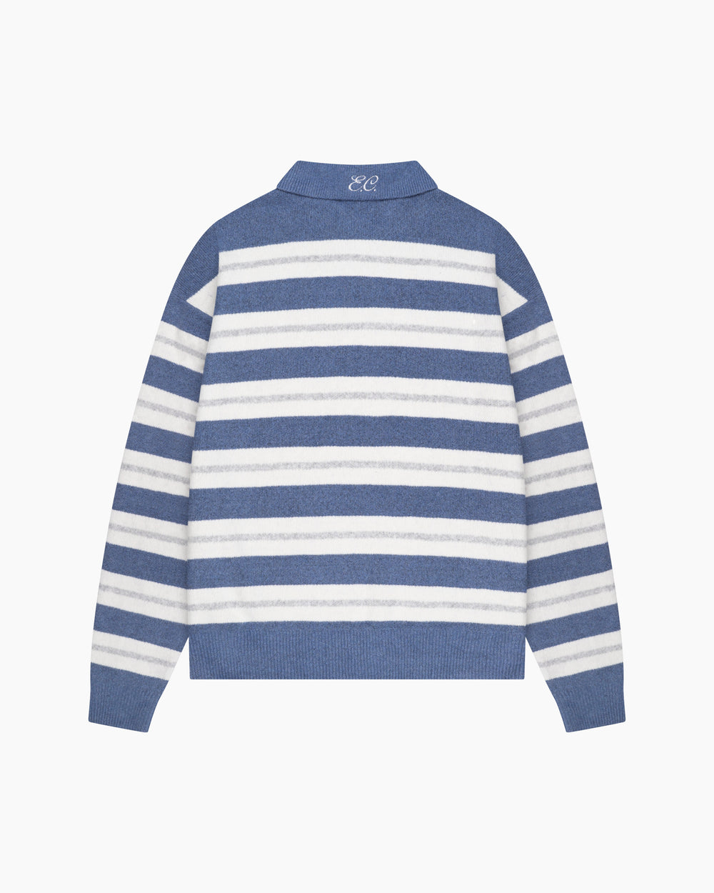 Striped Knitted Polo | Blue/White