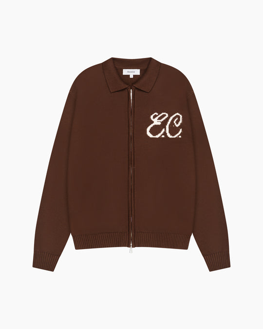 Zipped Cardigan | Deep Brown