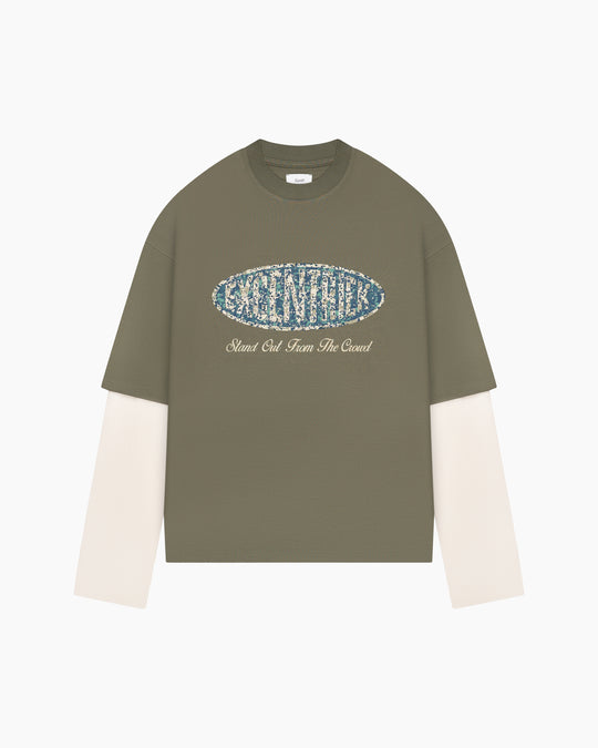 Crest Long Sleeve | Green/White