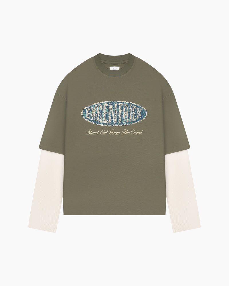 Crest Long Sleeve | Green/White