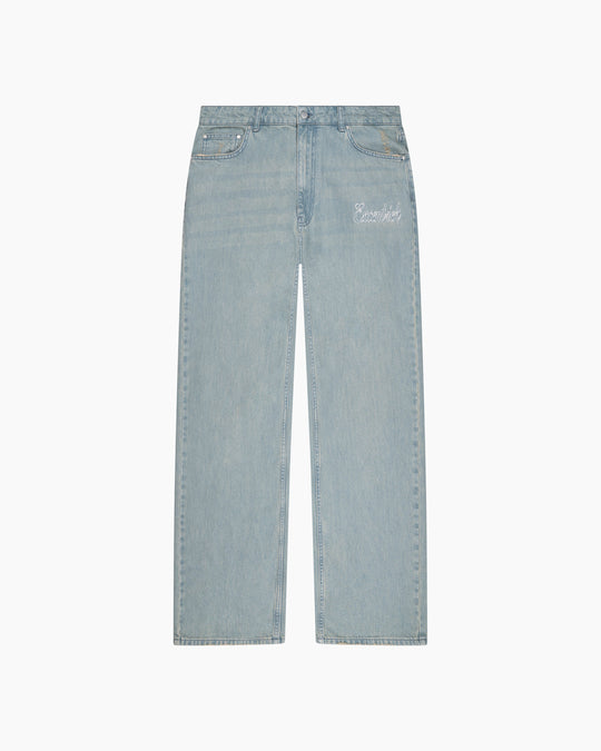 Embroided Jeans | Washed Blue