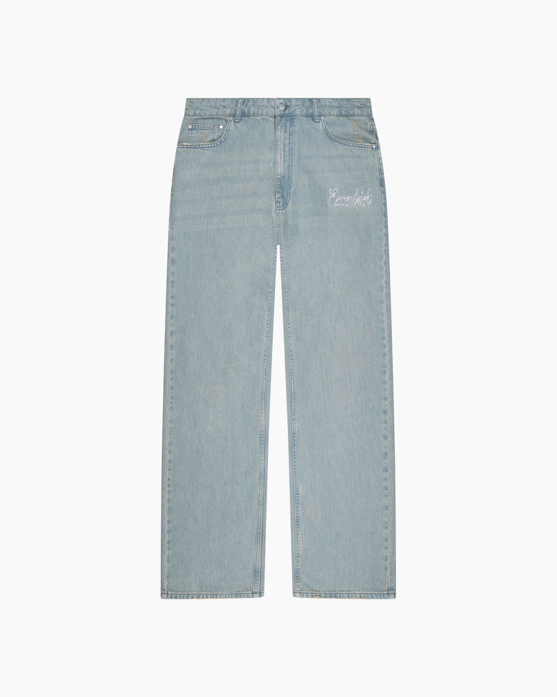 Embroided Jeans | Washed Blue