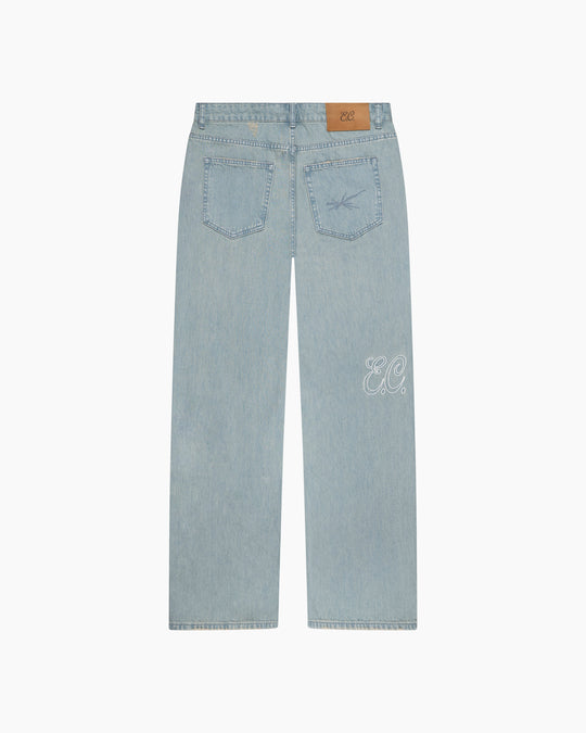 Embroided Jeans | Washed Blue