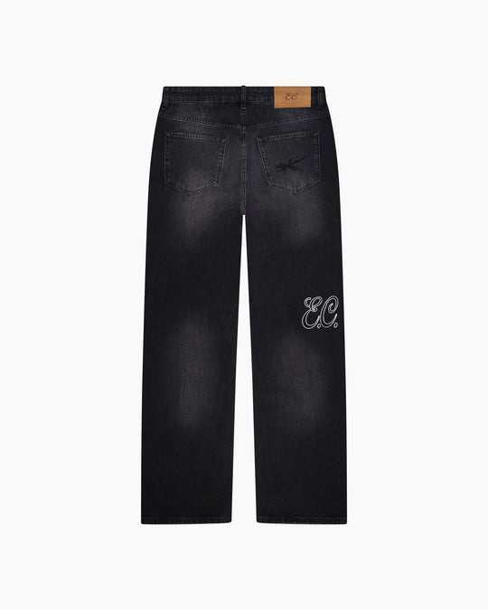 Embroided Jeans | Washed Antracite