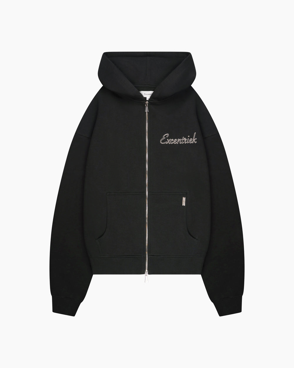 Initial Zipped Hoodie Black