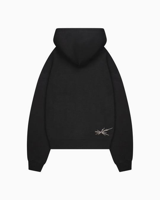 Initial Zipped Hoodie Black