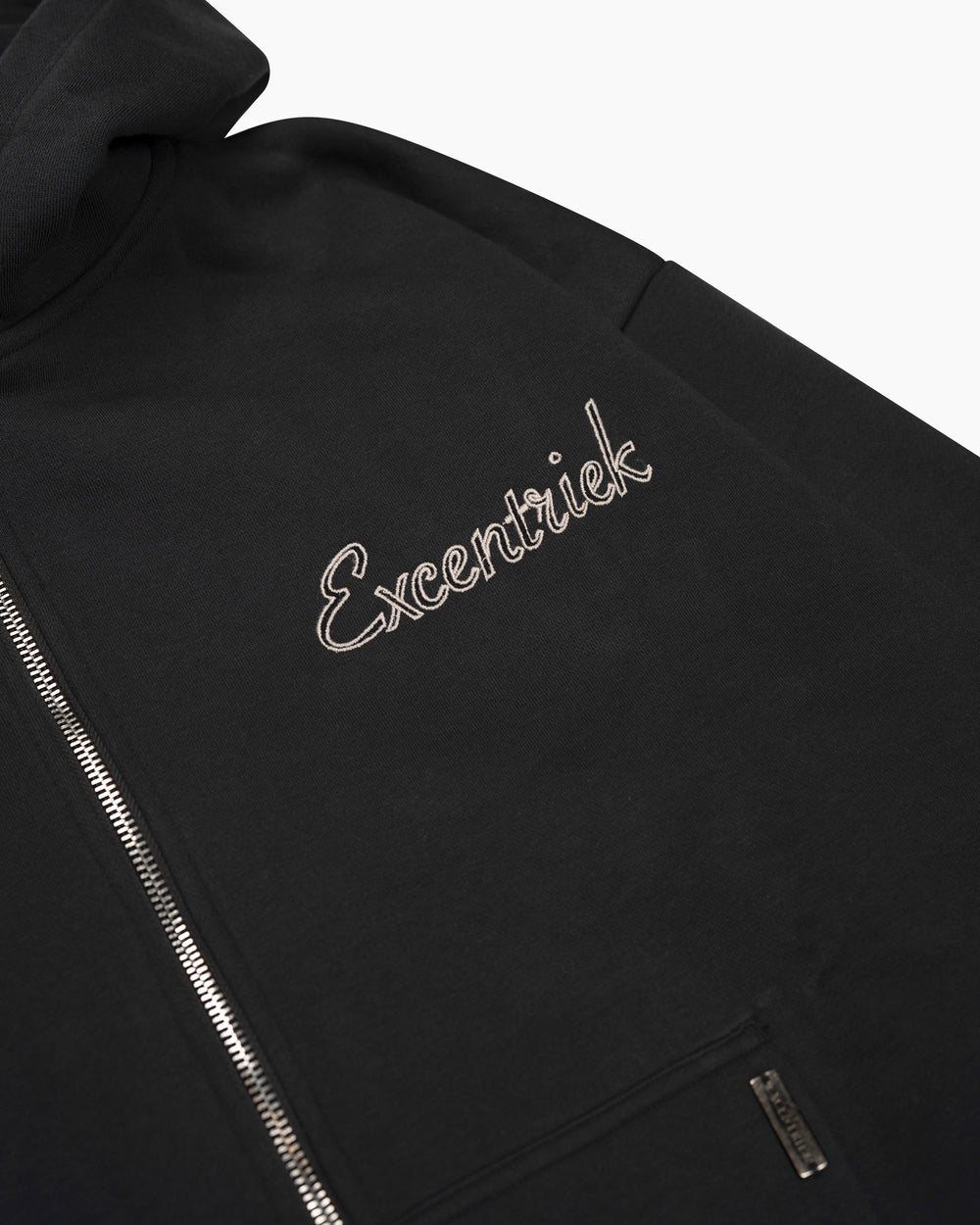 Initial Zipped Hoodie Black