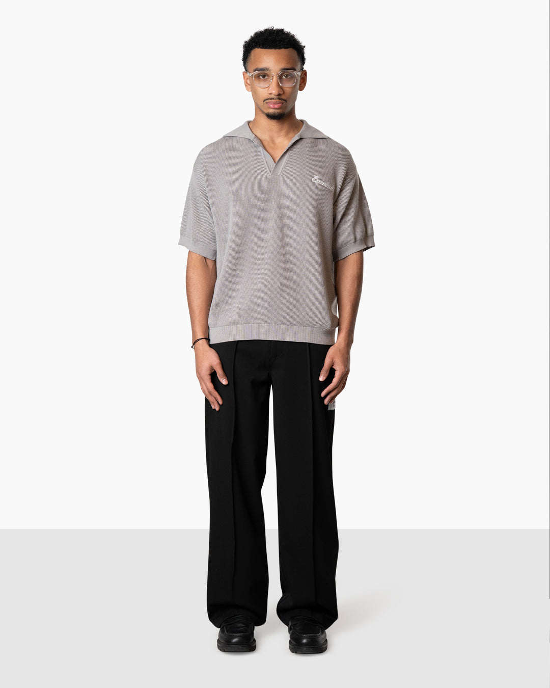 Initial Knitted Polo | Marble Grey