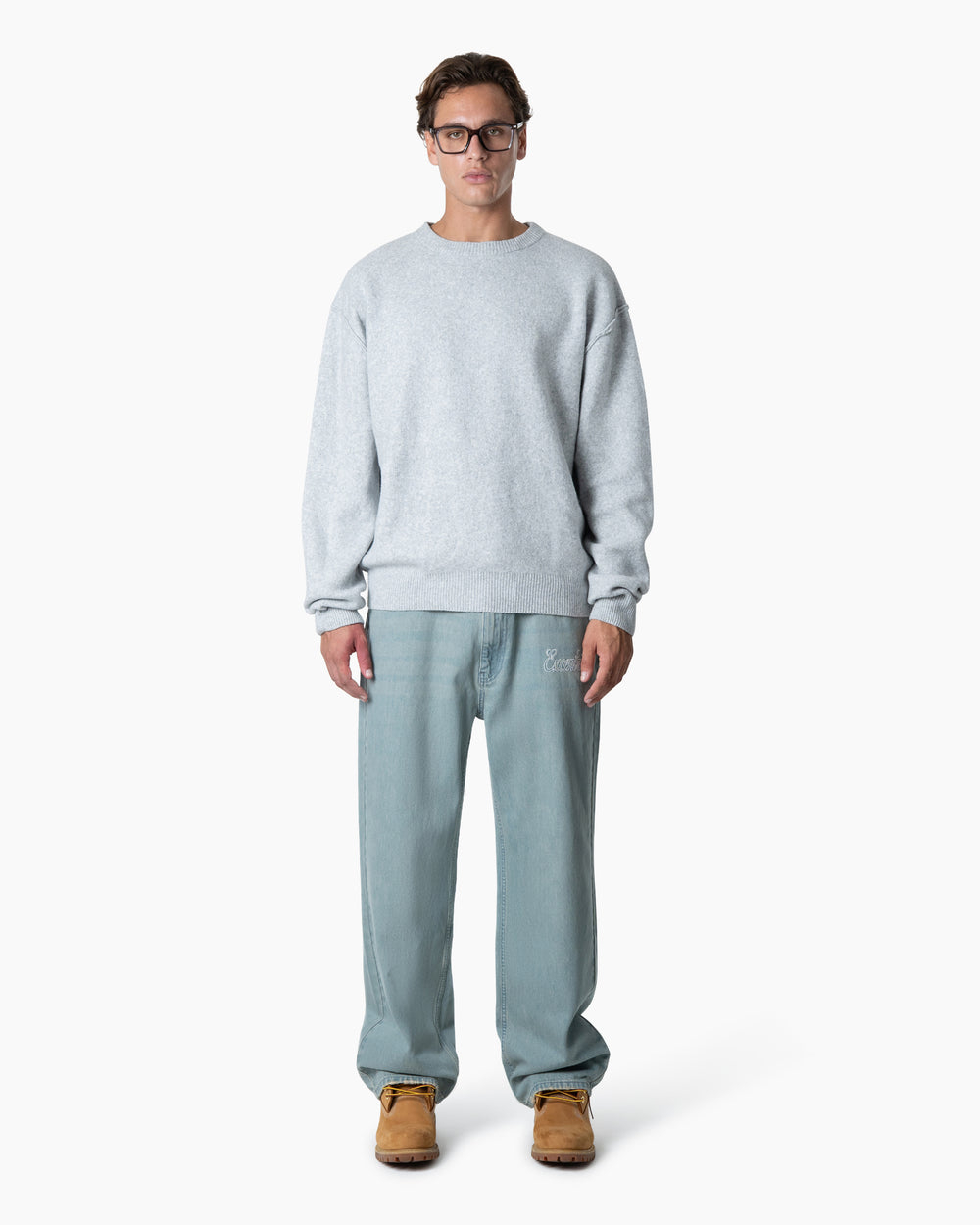 Exposed Knitted Sweater | Melange Grey