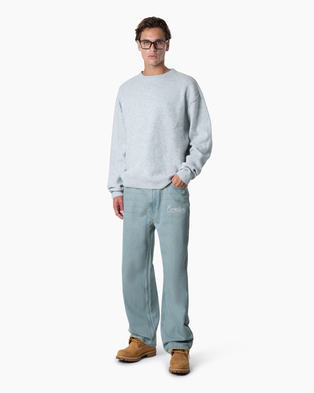 Exposed Knitted Sweater | Melange Grey