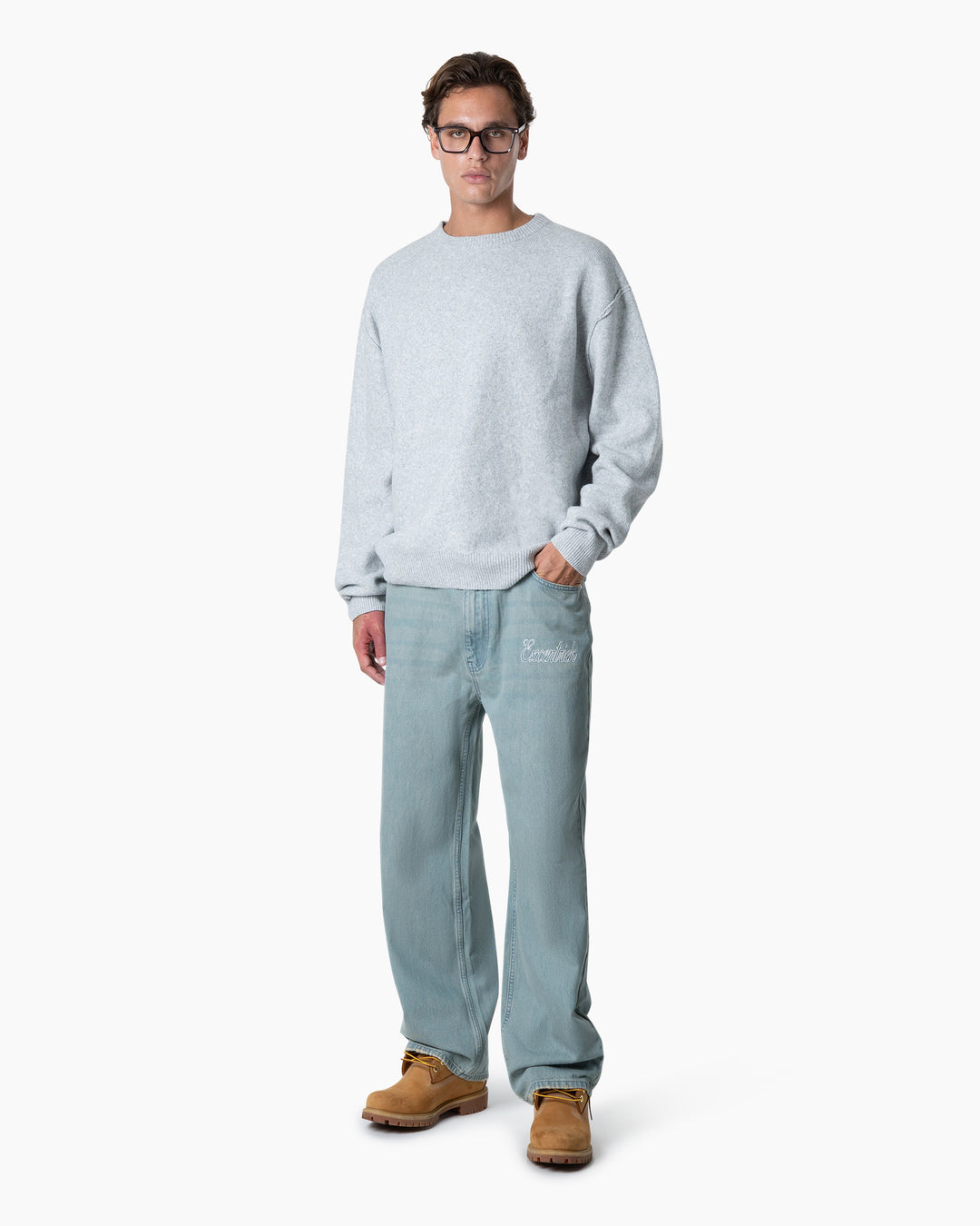 Exposed Knitted Sweater | Melange Grey