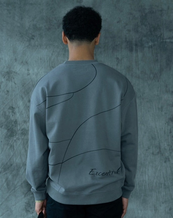 Crossed Lines Heavy Sweater Storm Grey