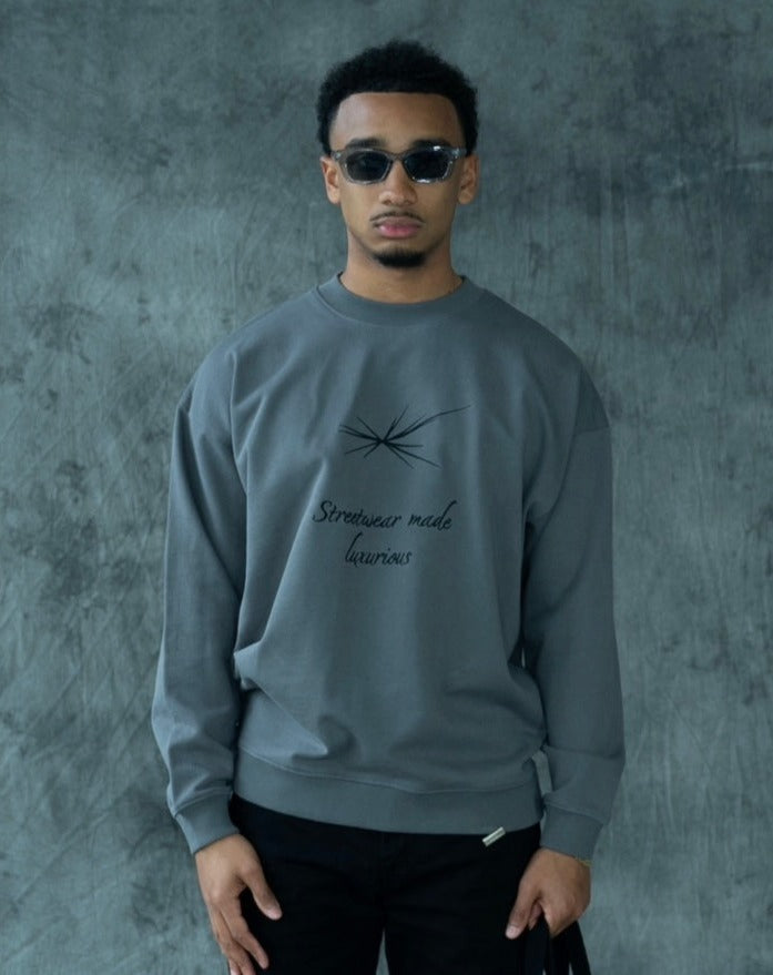 Crossed Lines Heavy Sweater Storm Grey