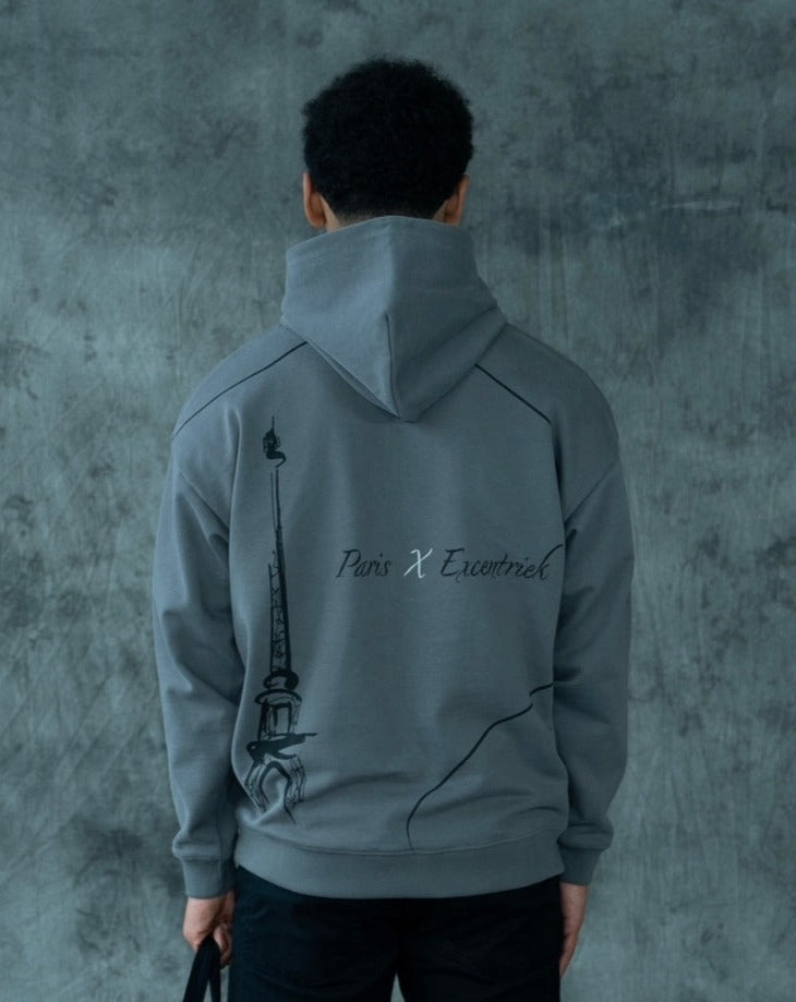 Paris X Excentriek Heavy Hoodie Storm Grey