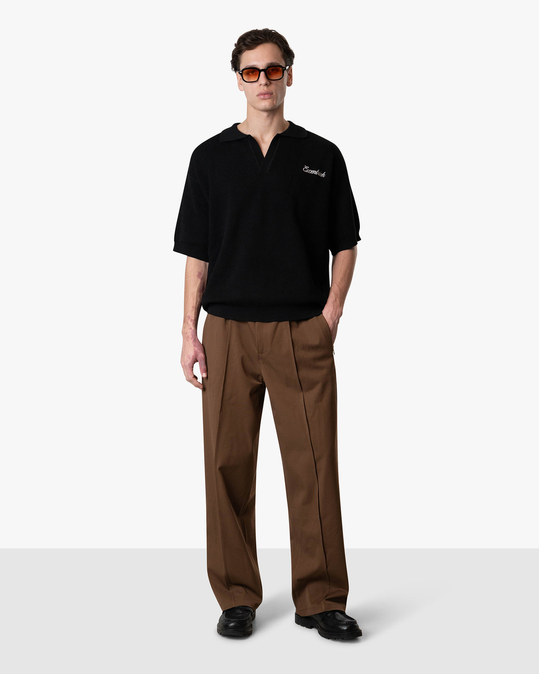 Initial Knitted Polo | Deep Black