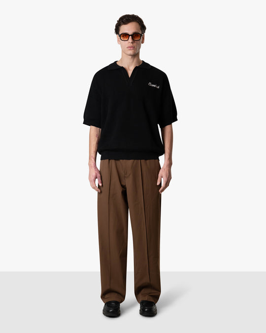 Initial Knitted Polo | Deep Black