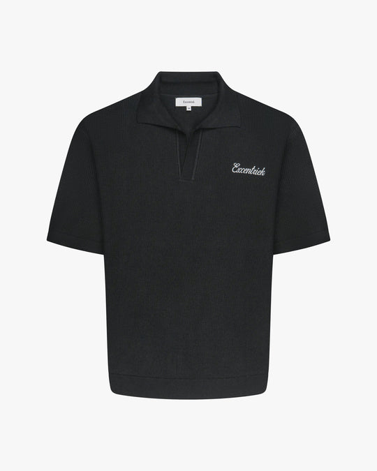 Initial Knitted Polo | Deep Black