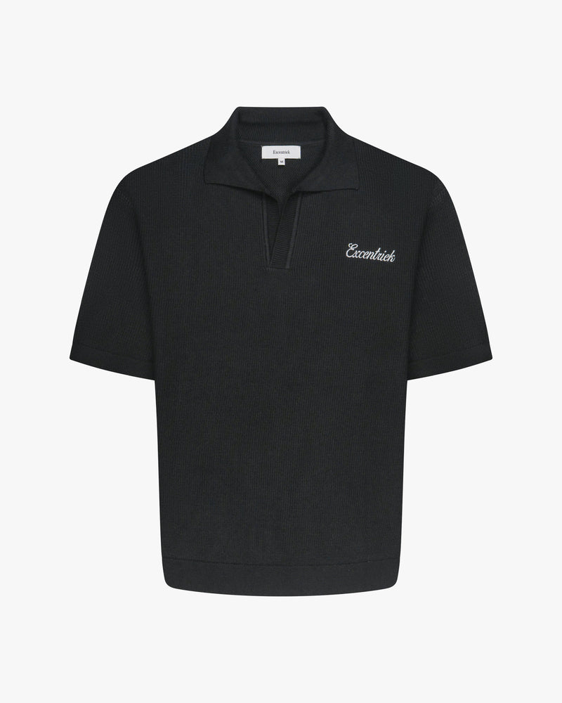 Initial Knitted Polo | Deep Black