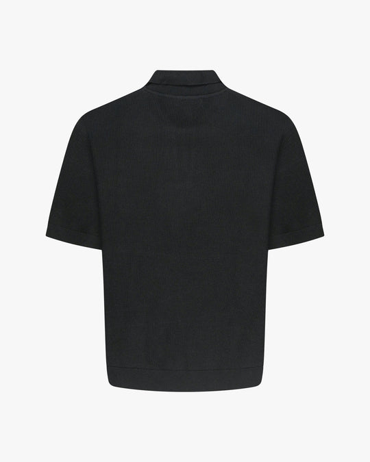Initial Knitted Polo | Deep Black