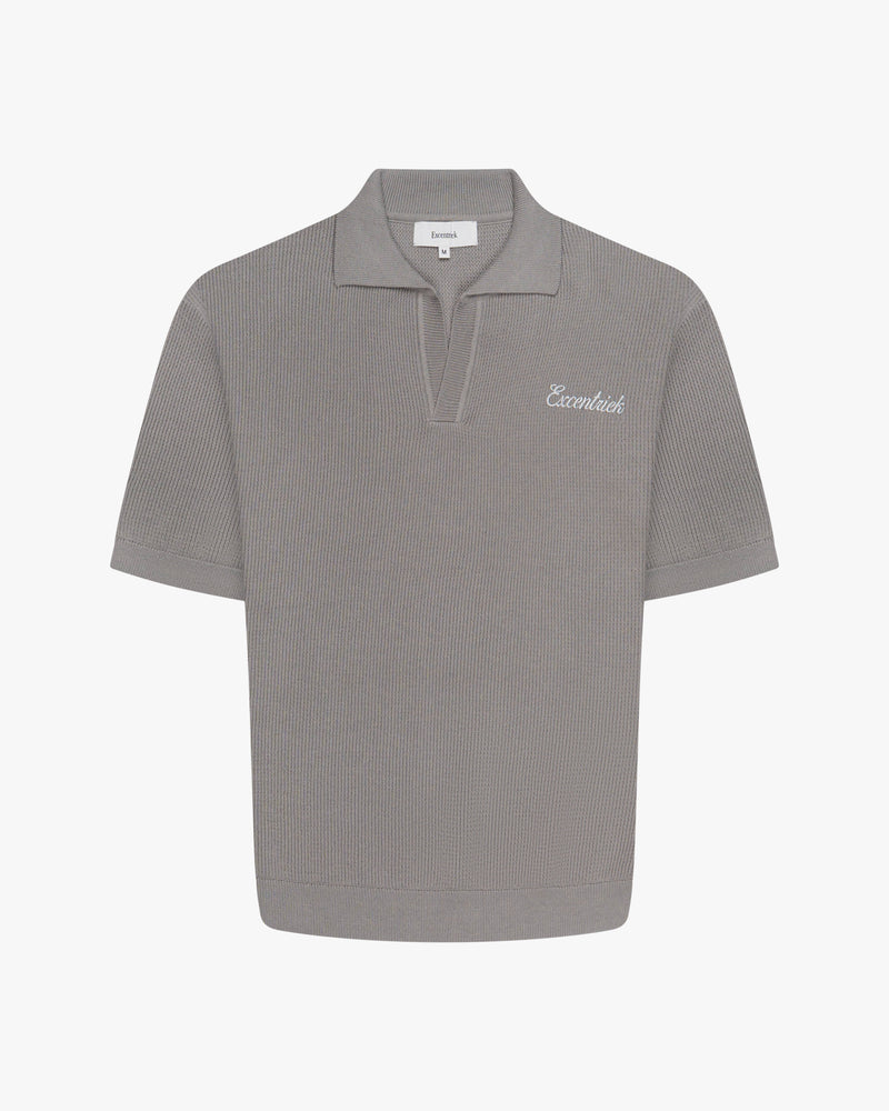 Initial Knitted Polo | Marble Grey