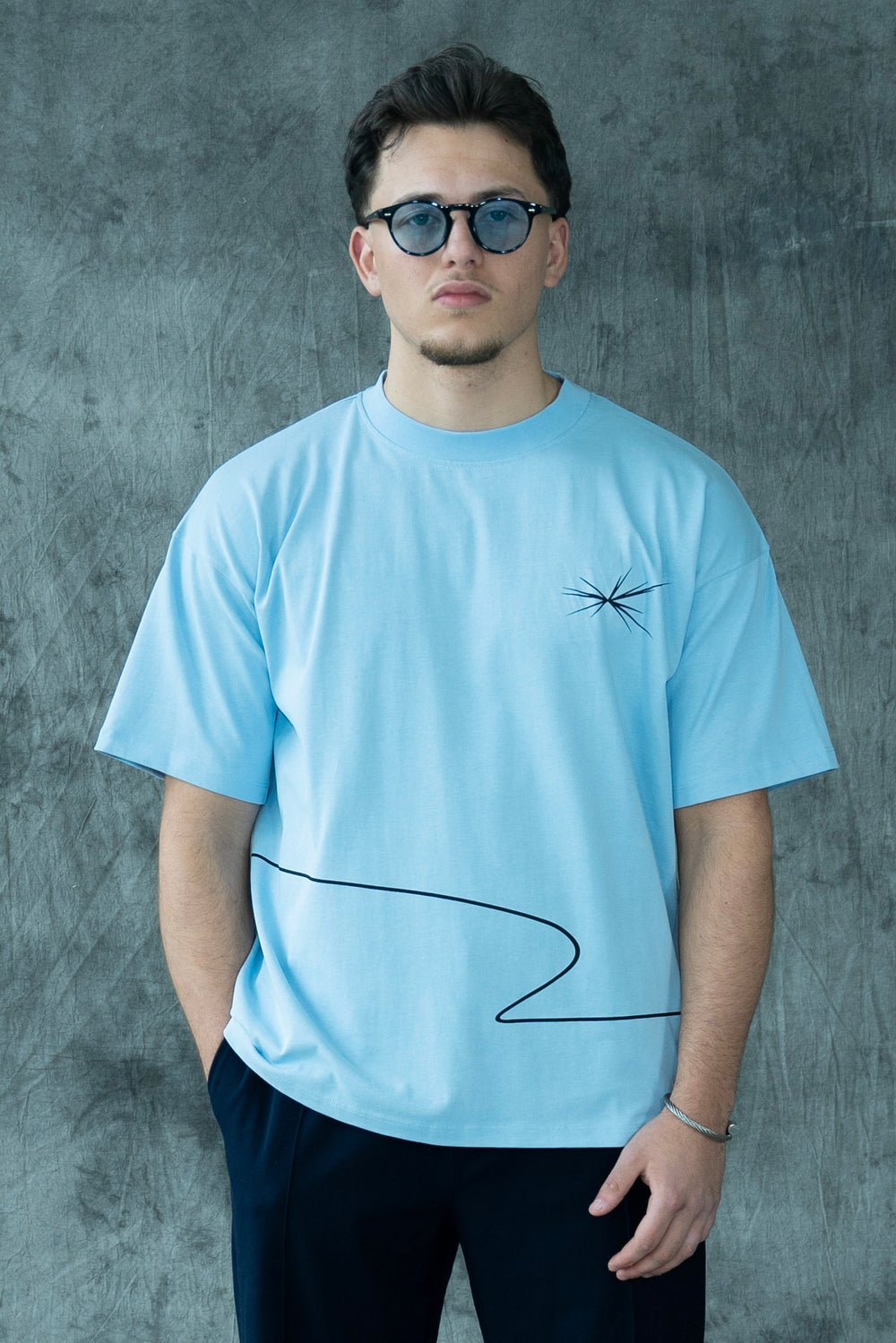 Champagne oversized T-Shirt Sky Blue
