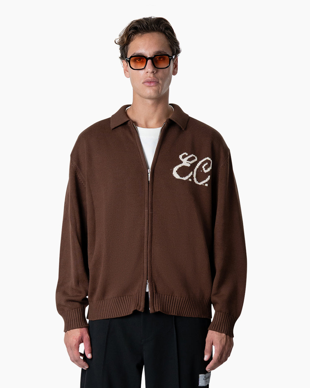 Zipped Cardigan | Deep Brown