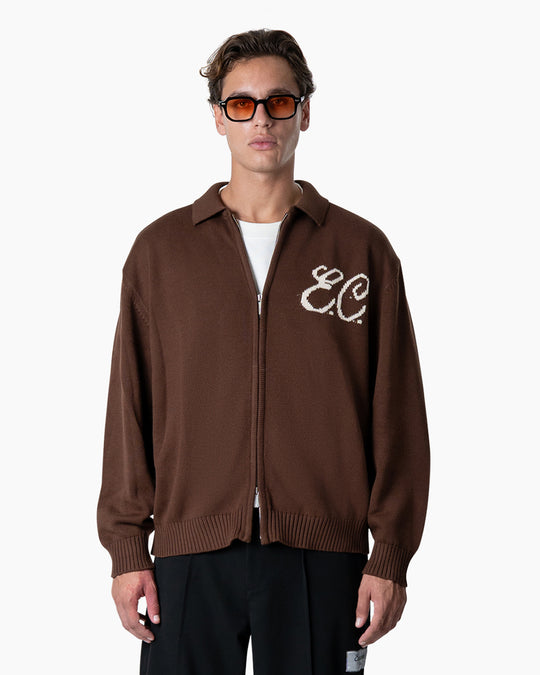 Zipped Cardigan | Deep Brown
