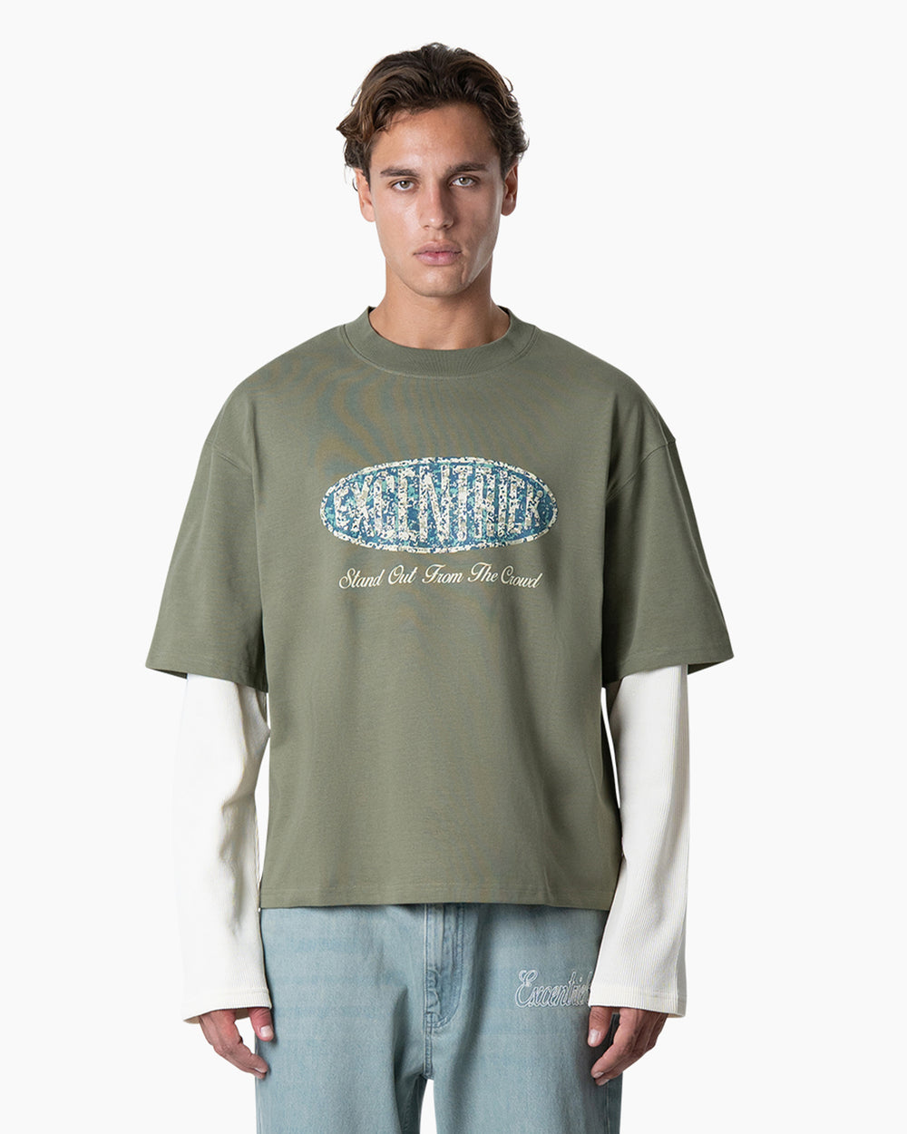 Crest Long Sleeve | Green/White